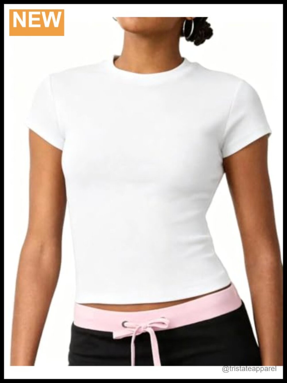 Womens Cotton Crop Top Crew Neck Short Sleeve Y2K Baby Tee